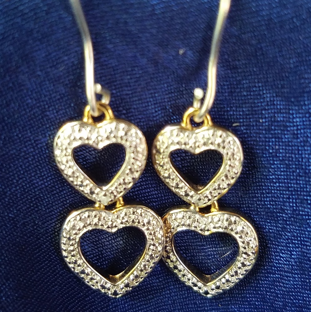 New - Silver and Gold Dangle Earrings - 1.5 in